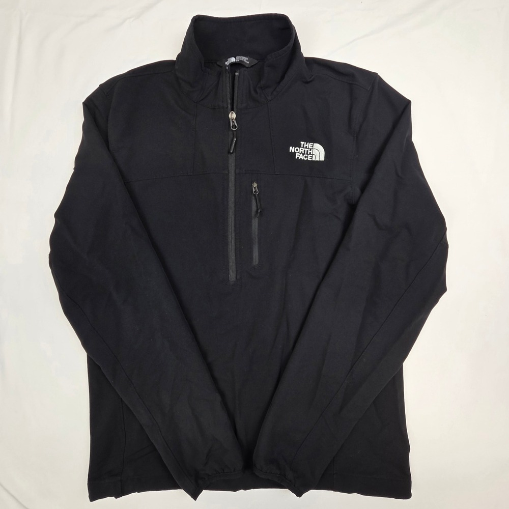 The North Face Mens WindWall 1/4 Zip Pullover S Black Softshell Hiking Jacket